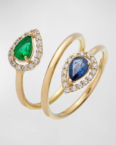 Krisonia 18k Yellow Gold Ring With Emerald, Sapphire And Diamonds - Metallic