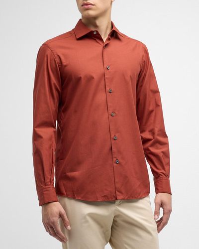 Zegna Premium Cotton Sport Shirt - Red