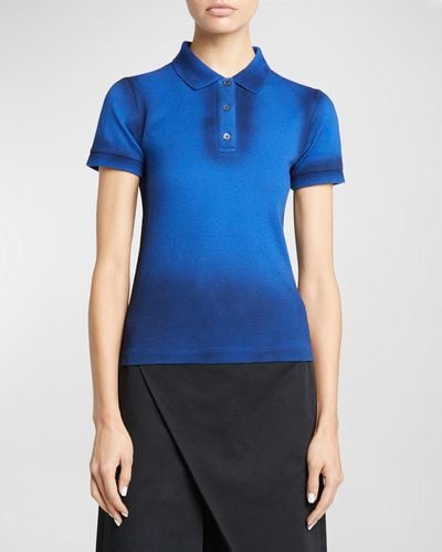 Loewe Spray-Paint Short-Sleeve Polo Shirt - Blue