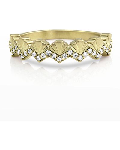 Dominique Cohen 14k Gold Diamond Deco Fan Ring, Size 7 - Metallic