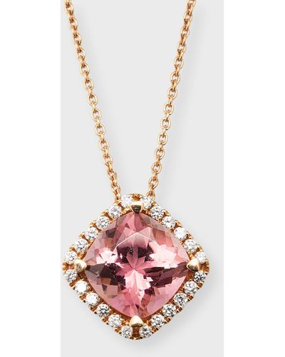 Lisa Nik 18k Rose Gold Pink Tourmaline Pendant With Diamonds - White