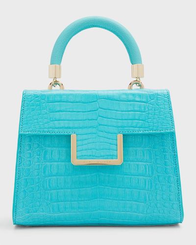 MARIA OLIVER Michelle Small Crocodile Top-handle Bag With Strap - Blue