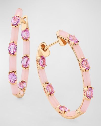 Etho Maria Dolce Sapphire And Opal Hoop Earrings - Pink