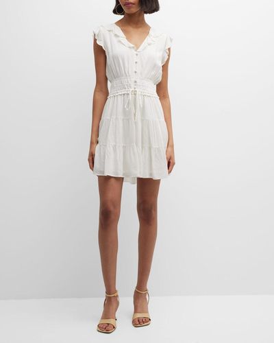PAIGE Paradis Ruffle Tiered Mini Dress - White