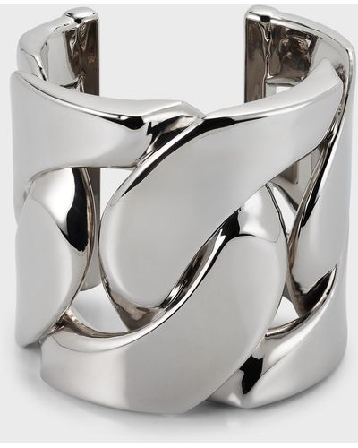 Alexander McQueen Chain Open Cuff Bracelet - Gray