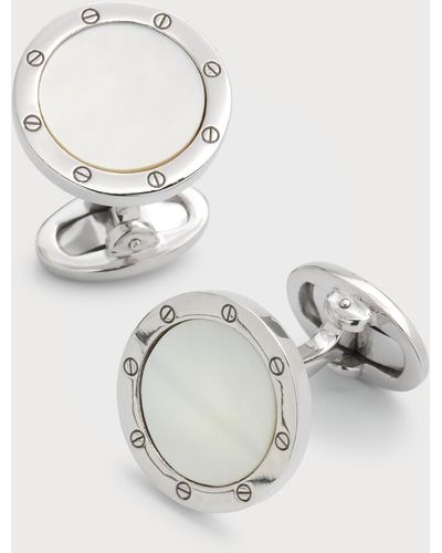 Jan Leslie Round Mother-Of-Pearl Cuff Links - Multicolor