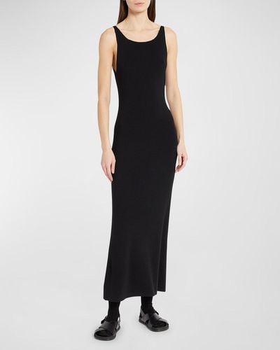 The Row Florio Sleeveless Maxi Wool Dress - Black