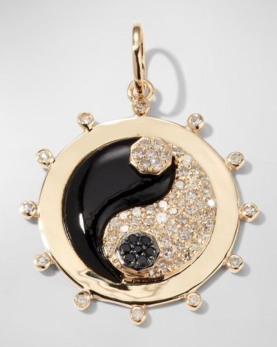 Kastel Jewelry 14k Yin-yang Onyx And Diamond Pendant - Natural