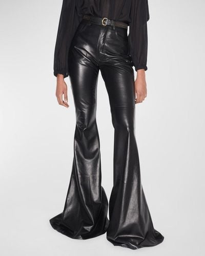 Alaïa High-Rise Flared Leather Pants - Black