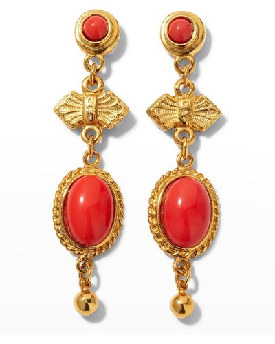Ben-Amun Oval Drop Earrings - Red
