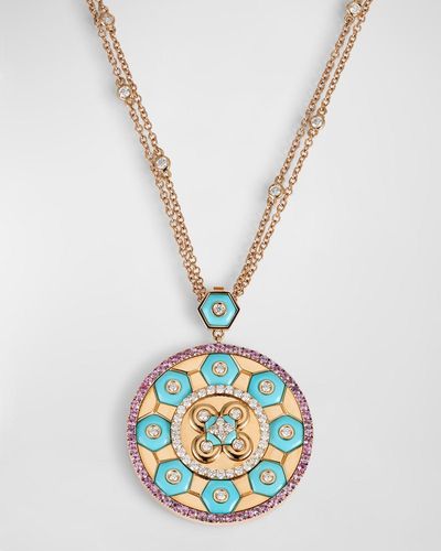 Miseno 18K Rose Baia Pendant Necklace With Diamonds, Sapphires And - Metallic