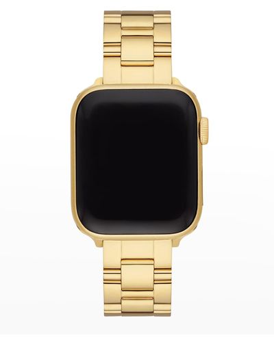Michele Apple Watch 3-link Bracelet Strap In Gold-tone - Blue