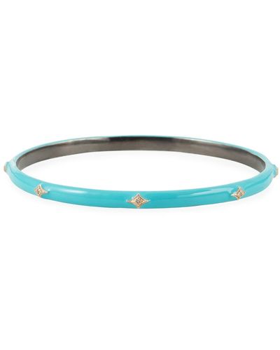 Armenta New World Enamel Bangle W/ 14k Gold Crivelli, Turquoise, Medium - Blue