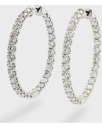 Neiman Marcus Lab Grown Diamond 18K Round Hoop Earrings, 1.5"L, 6.7Tcw - White