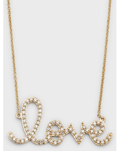 Sydney Evan Large 14k Yellow Gold & Diamond Love Necklace - White