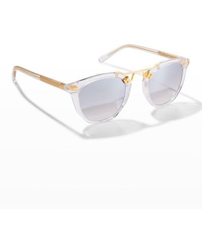 Krewe Beau Square Acetate Sunglasses - White