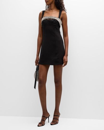 Jonathan Simkhai Lenny Crepe Crystal Mini Slip Dress - Black