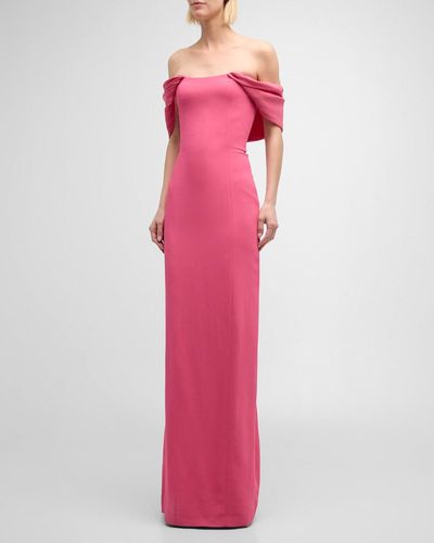 Oscar de la Renta Strapless Column Gown With Draped Detail - Pink