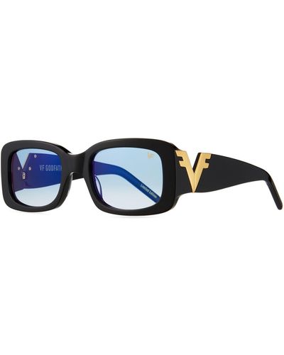 Vintage Frames Company Vf Godfather 24k Gold & Acetate Rectangle Sunglasses - Blue