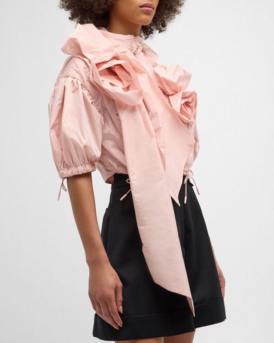 Simone Rocha Applique Short-Sleeve Crop Jacket - Pink