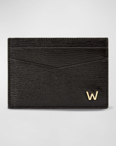 Wolf W-Plaqué Recycled Leather Card Holder - Black