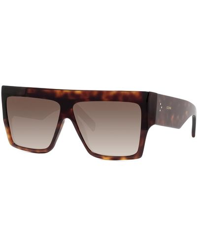 Celine Chunky Rectangle Gradient Havana Sunglasses - Brown