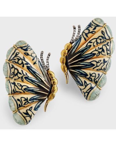 Silvia Furmanovich Marquetry Butterfly Earrings - Metallic