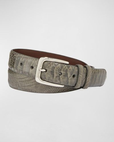 W. Kleinberg Ostrich Leather Belt - Gray