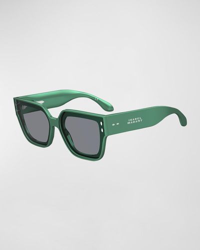 Isabel Marant Logo Acetate Square Sunglasses - Green
