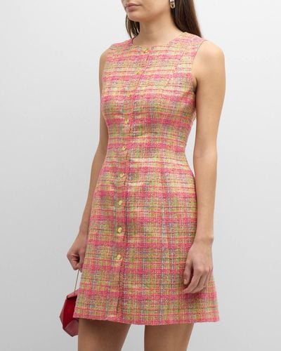 Carolina Herrera Sleeveless Tweed Mini Dress - Pink