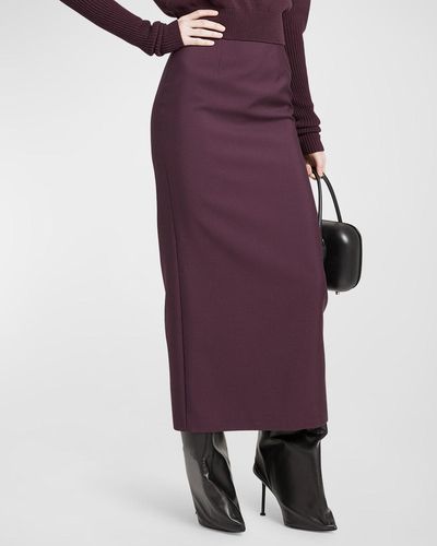 Alexander McQueen Long Wool Pencil Skirt - Purple