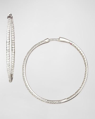 Roberto Coin 30mm Micro Pave Diamond Hoop Earrings In 18k Yellow Gold - Natural