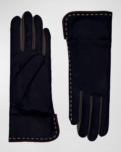 Agnelle Diane Leather Gloves - Blue