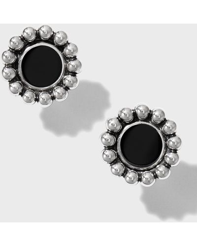 Lagos Maya Round Inlay Stud Earrings - Black