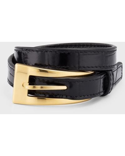 Saint Laurent Buckle Belt Double Wrap Bracelet - Black