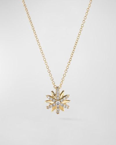 David Yurman Petite Starburst Station Diamond Necklace In 18k Gold - White