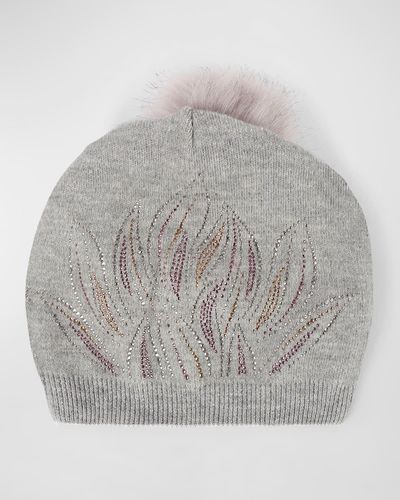 Pia Rossini Laurie Sequin-Embellished Pom Beanie - Gray