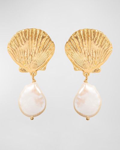 Sequin Shell Earrings With Mother-of-pearl - Metallic