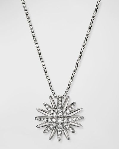 David Yurman Starburst Pendant Diamond Pave Necklace - White