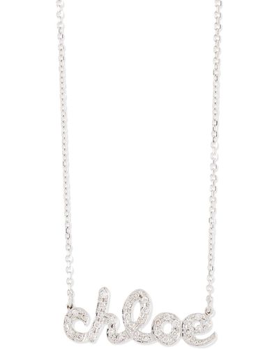 Sarah Chloe Ava Petite Diamond Name 14K Pendant Necklace - White