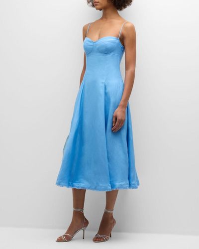 Jonathan Simkhai Analise Bustier Midi Dress - Blue