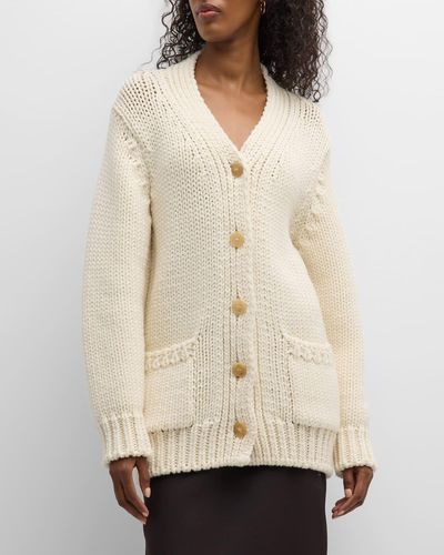 The Row Evesham Wool Button-Front Cardigan - Natural