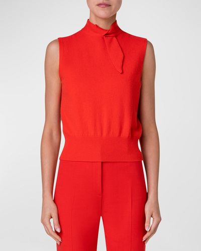 Akris Cashmere Knit Pullover With Knot Detail - Red