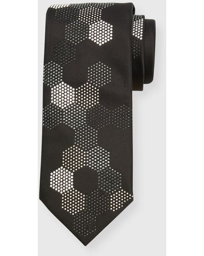 Stefano Ricci Honeycomb Crystal Silk Tie - Black