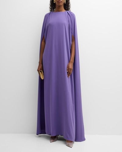 BERNADETTE Marco Short-Sleeve Cape Gown - Purple