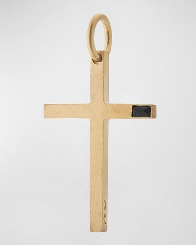 Marco Dal Maso Plated Cross Pendant With Onyx - White