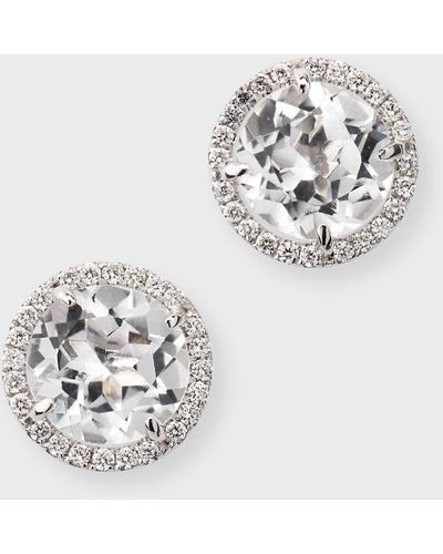 Frederic Sage White Topaz & Diamond Stud Earrings