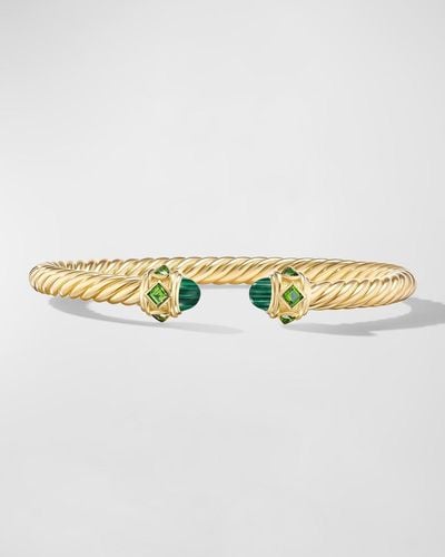 David Yurman Renaissance Cable Bracelet With Gemstones In 18k Gold, 5mm, Size L - Metallic