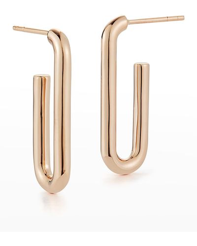 WALTERS FAITH Saxon Rose Gold Plain Elongated Chain Link Earrings - White