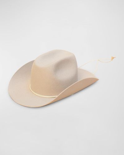 Van Palma Ezra Felt Cowboy Hat With Brass Accents - Natural